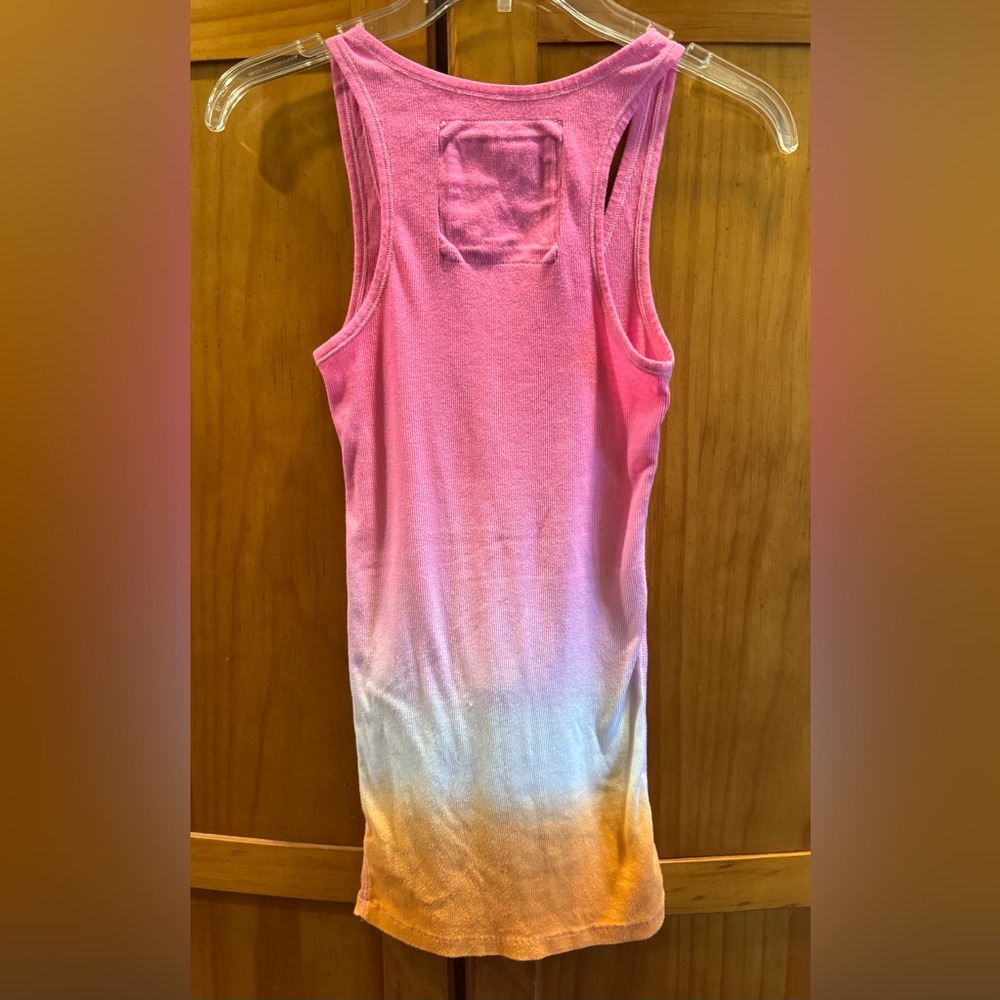 Pink by Victoria’s Secret Pink & Orange Ombré Scoop Tank Silver Logo Bead Detail - Picture 4 of 9